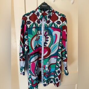 Zara long print satin shirt tunic  size L